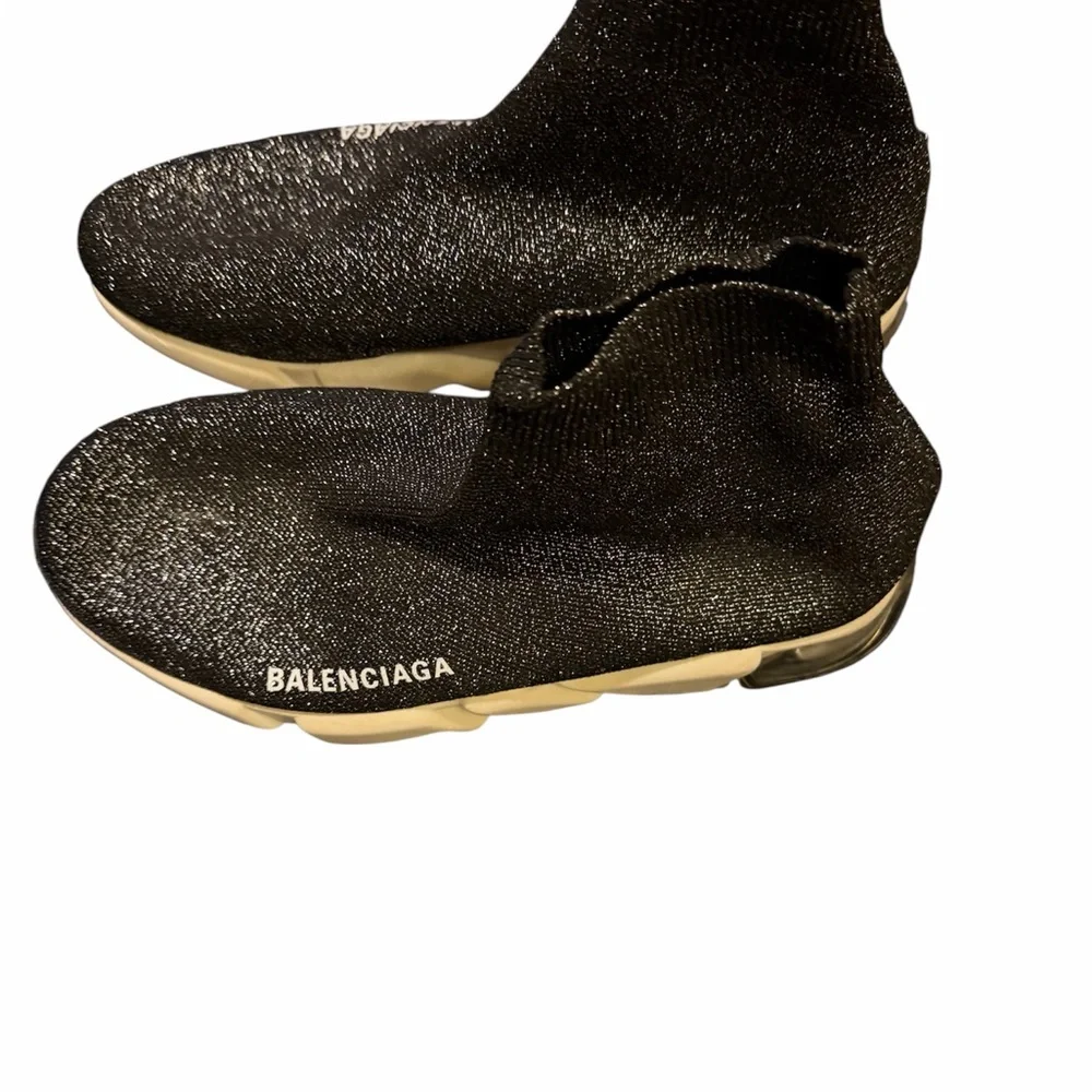 Balenciaga Women's Glitter Black Sock Sneakers